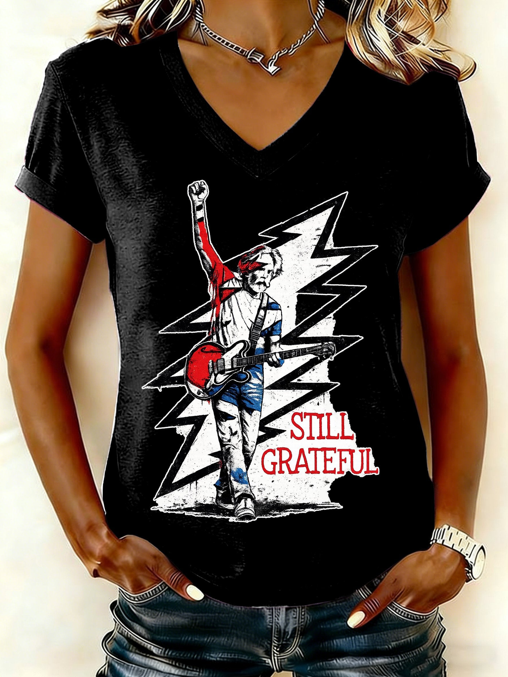 🔥Buy 3 Get 15% Off Women's Still Grateful Print V Neck T-shirt