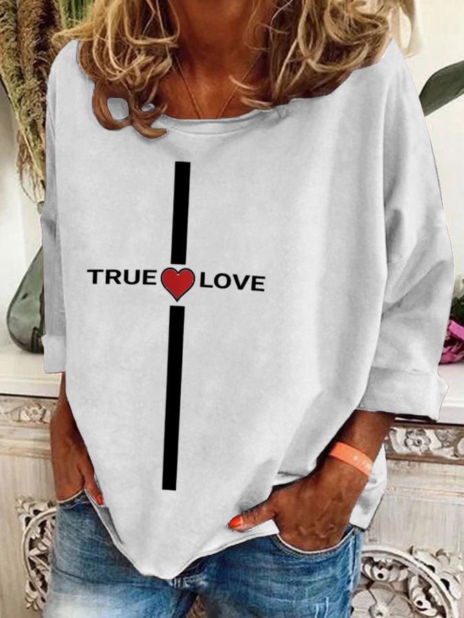 Women'S True Love Print Sweatshirt