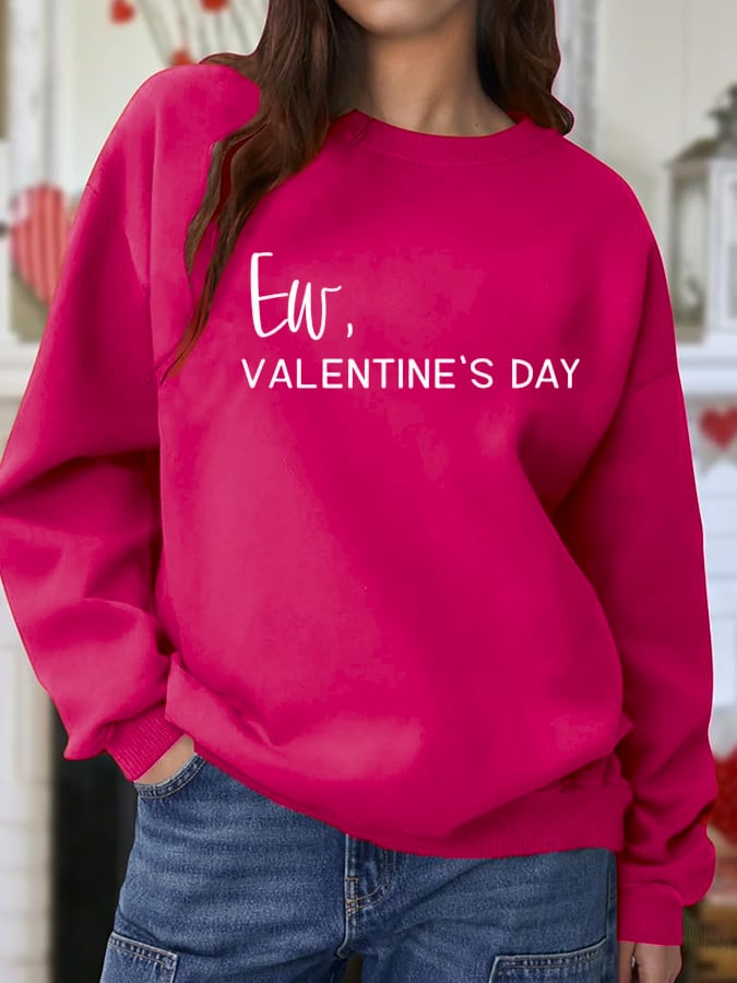 Women's Valentine's Day Printed Round Neck Sweatshirt