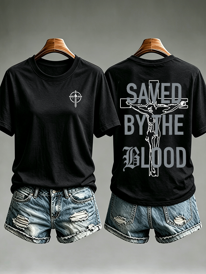 Women's Saved By The Blood Printed T-shirt