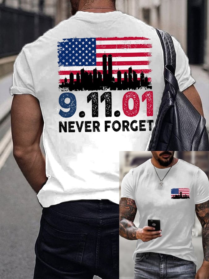 Men's Patriots Day: Never Forget 9/11 Printed Shirt