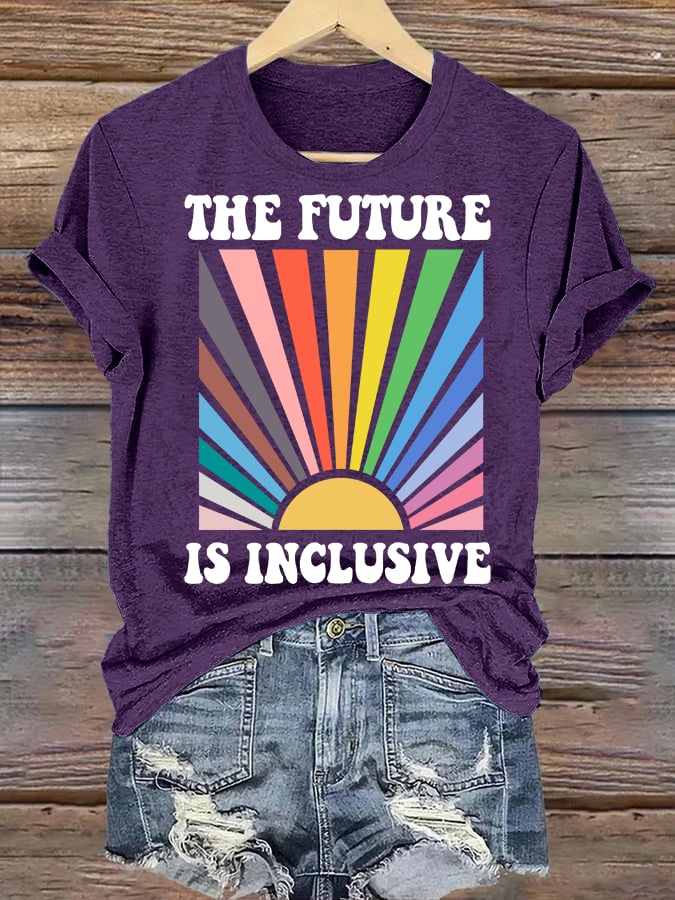 Women's Pride Month Rainbow Print T-Shirt