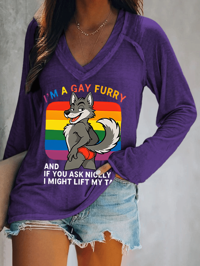 Women's I'm a gay furry Funny LGBTQ Pride Month Shirt