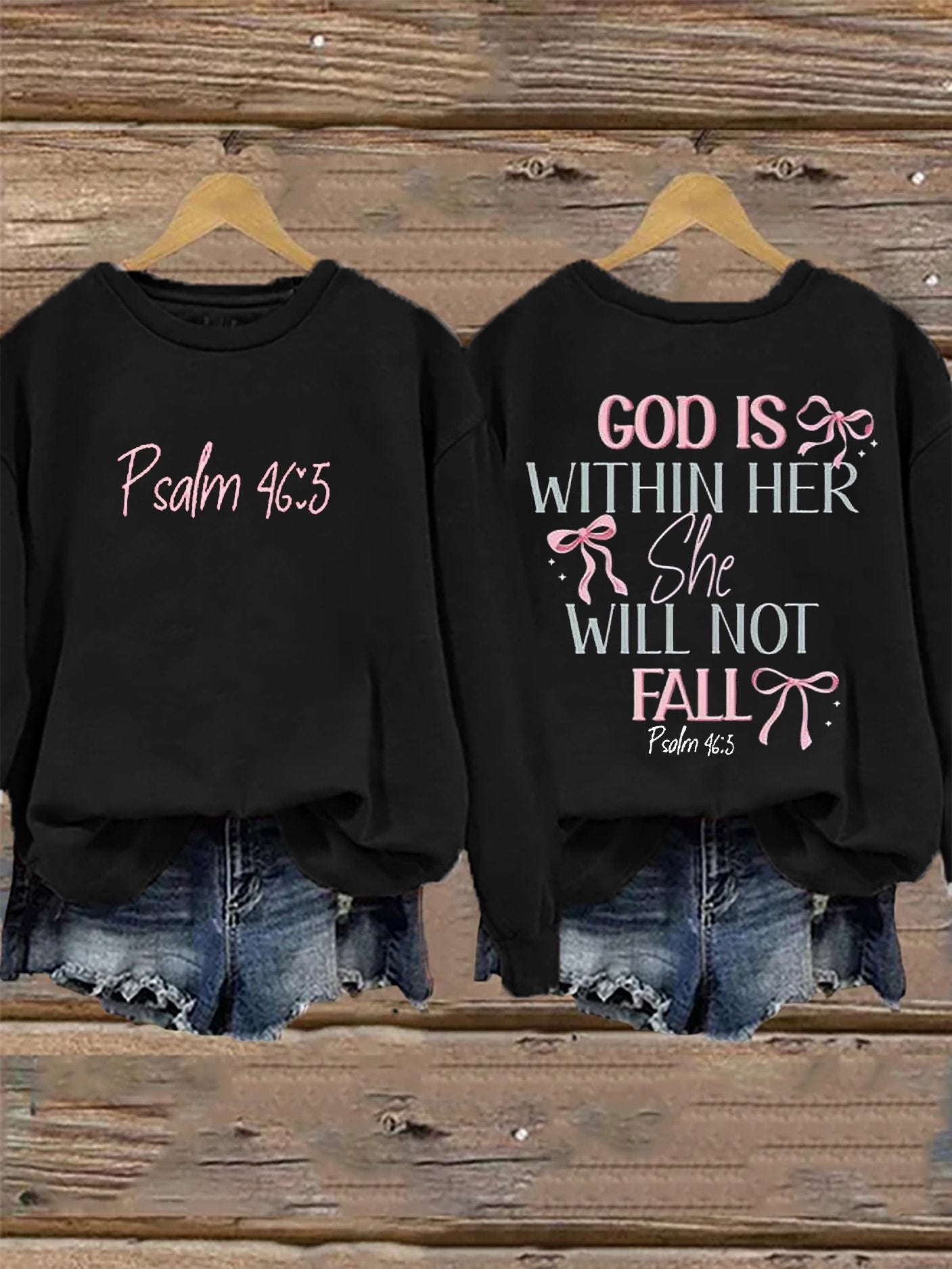 Retro God Is Within Her She Will Not Fall Psalms 46:5 Print Sweatshirt