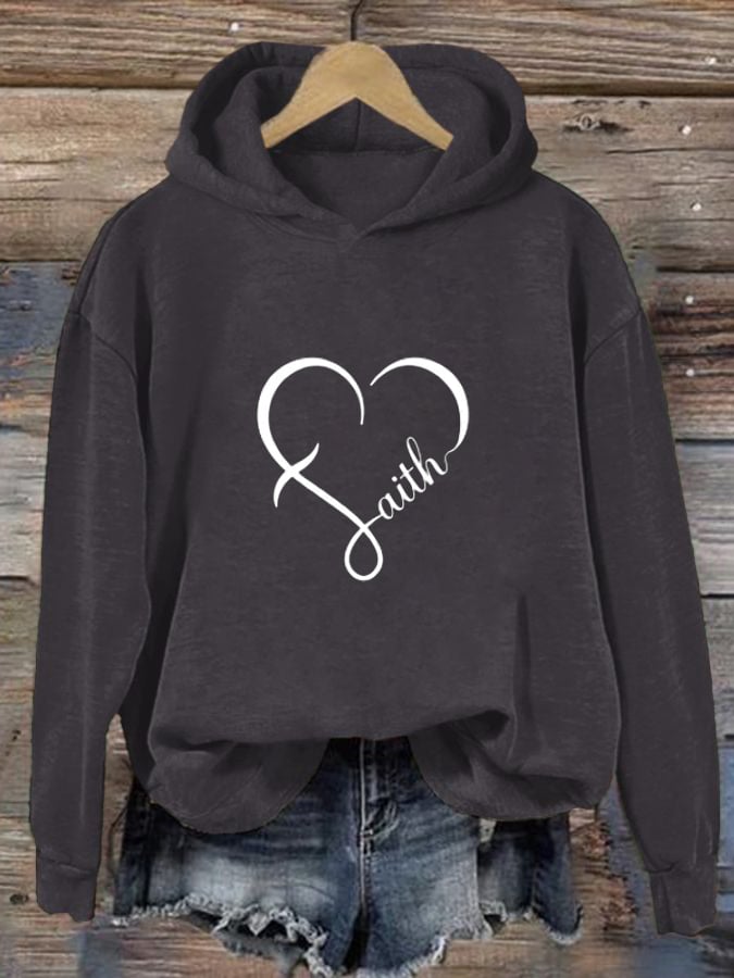 Women's Faith Cross Love Print Casual Round Neck Sweatshirt