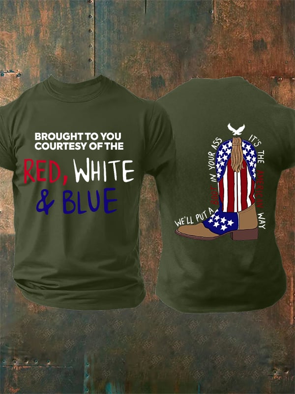Men's RED, WHITE & BLUE Print T-Shirt