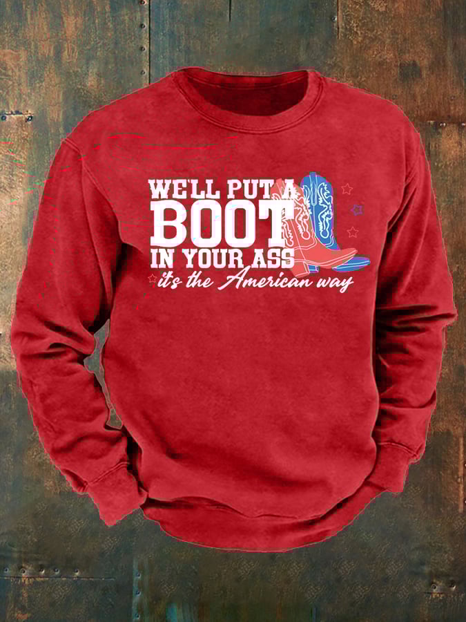 Men's Courtesy of the Red, White and Blue Cowboy Print Casual Sweatshirt