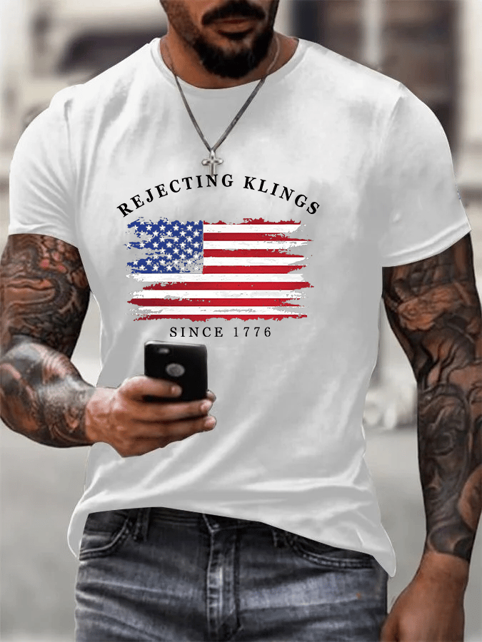 Men's Casual Rejecting Kings Printed T-shirt