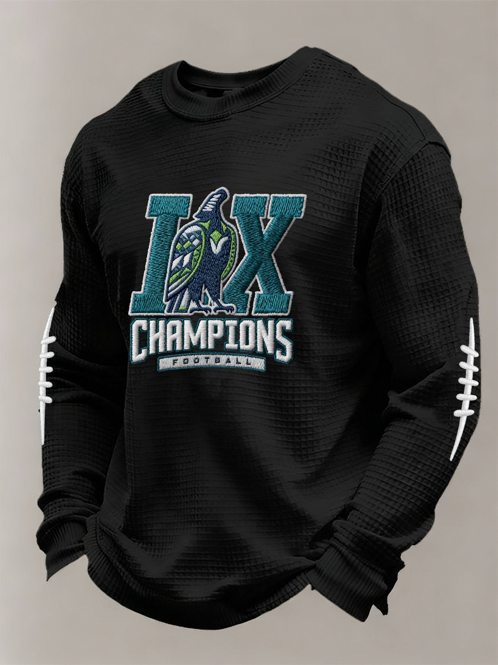 Men’s Football Graphic Waffle Knit Long Sleeve Crewneck T-Shirt