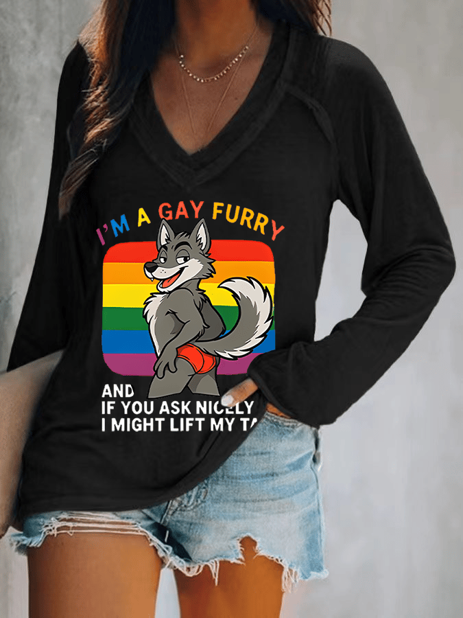 Women's I'm a gay furry Funny LGBTQ Pride Month Shirt