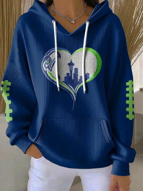 Women's Rugby Print Casual Hoodie