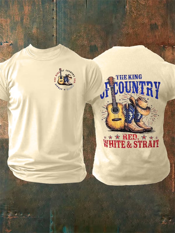 Men's RED WHITE & STRAIT Print T-Shirt