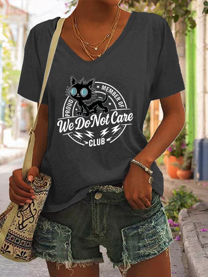 Women's Retro Funny Proud Member Of WDNC Club We Do Not Care Menopause Perimenopause Print T-Shirt