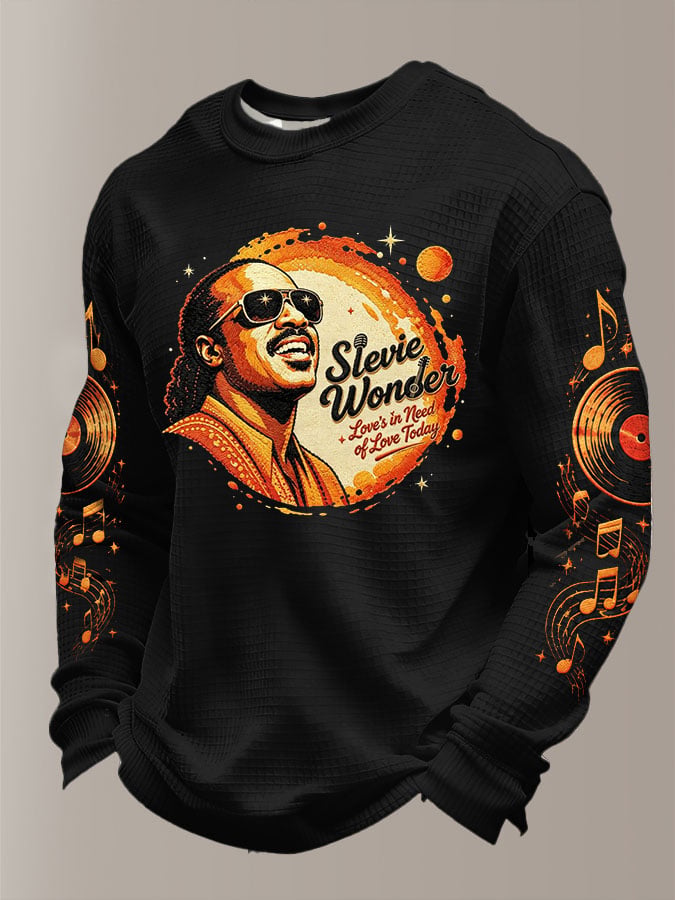 Men's Long-Sleeve T-Shirt with Music Tour Print