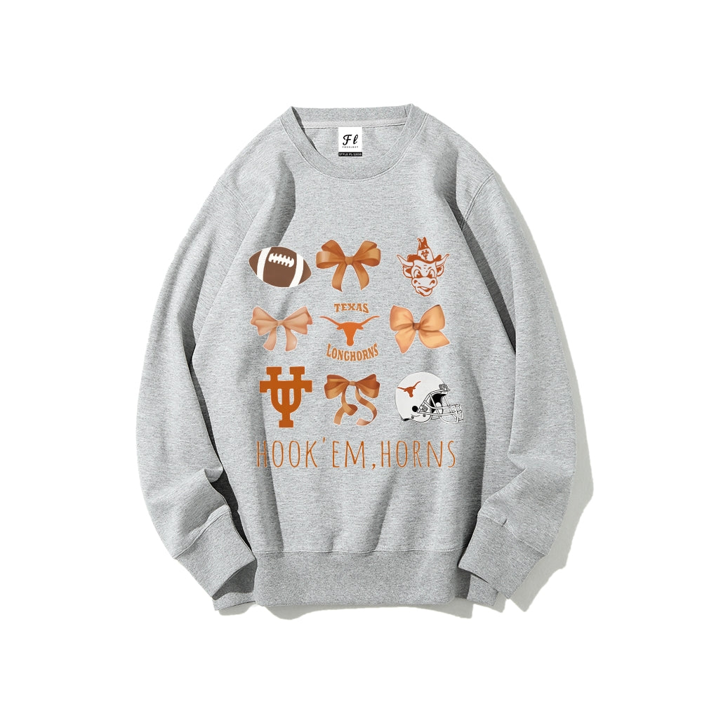 Colleges Football Design Sweatshirt-HOOK'EM, HORNS