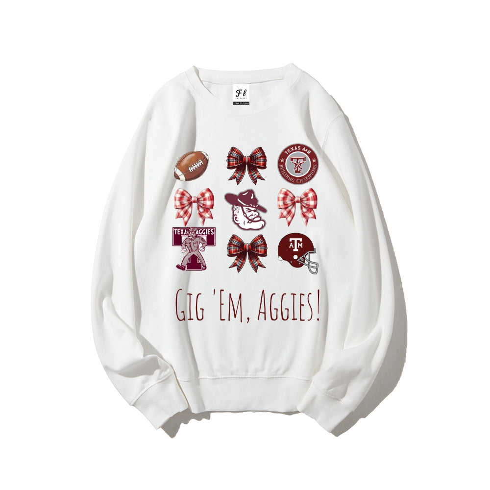 Colleges Football Design Sweatshirt-GIG'EM, AGGIES!