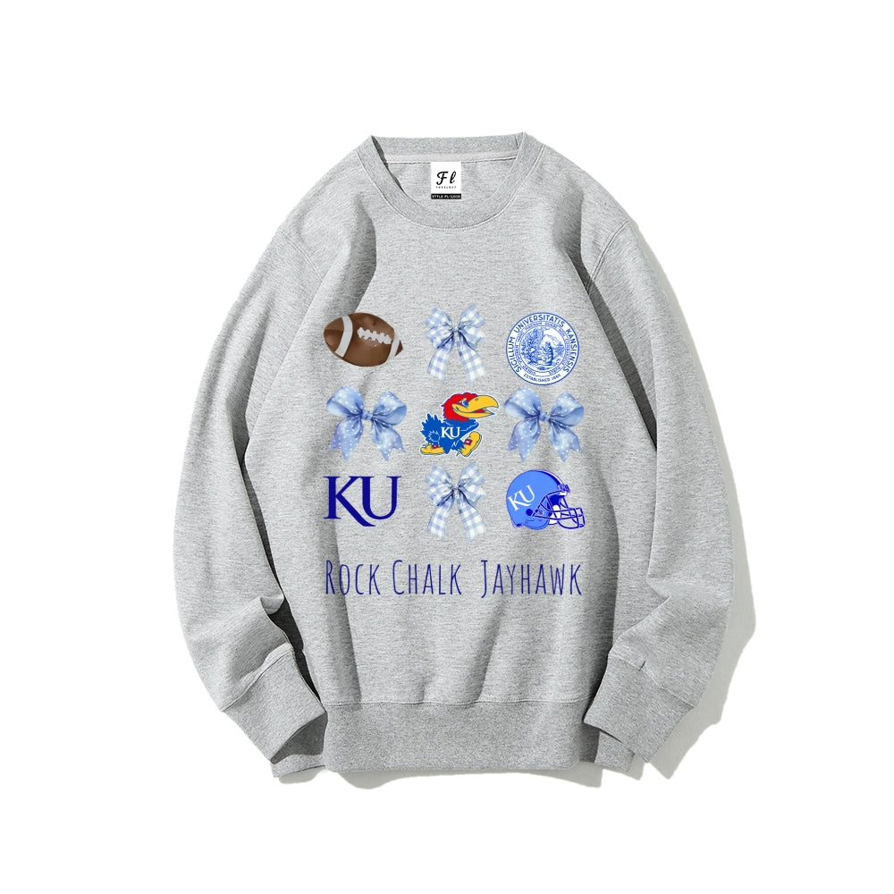Colleges Football Design Sweatshirt-ROCK CHALK JAYHAWK