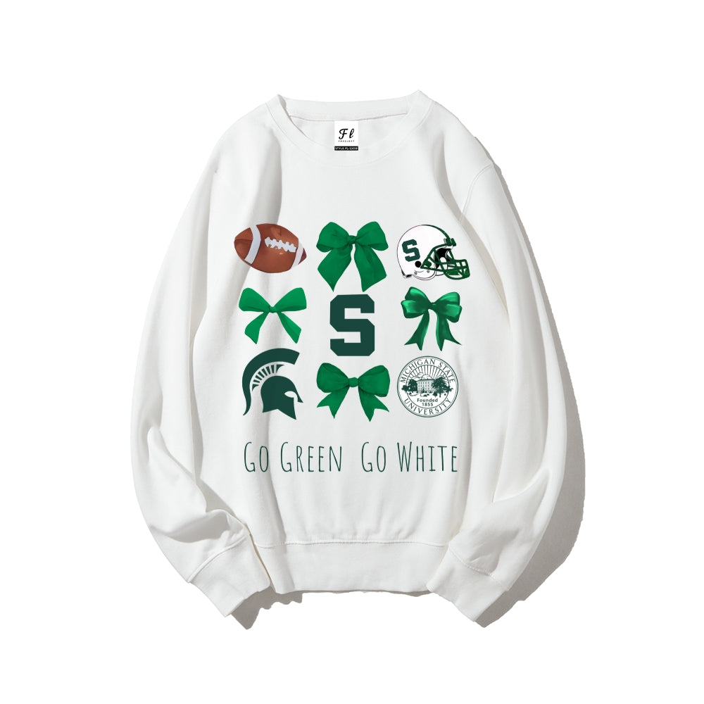 Colleges Football Design Sweatshirt-GO GREEN GO WHITE