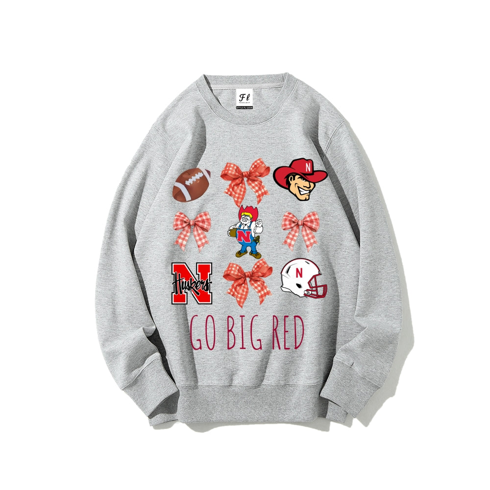 Colleges Football Design Sweatshirt-GO BIG RED