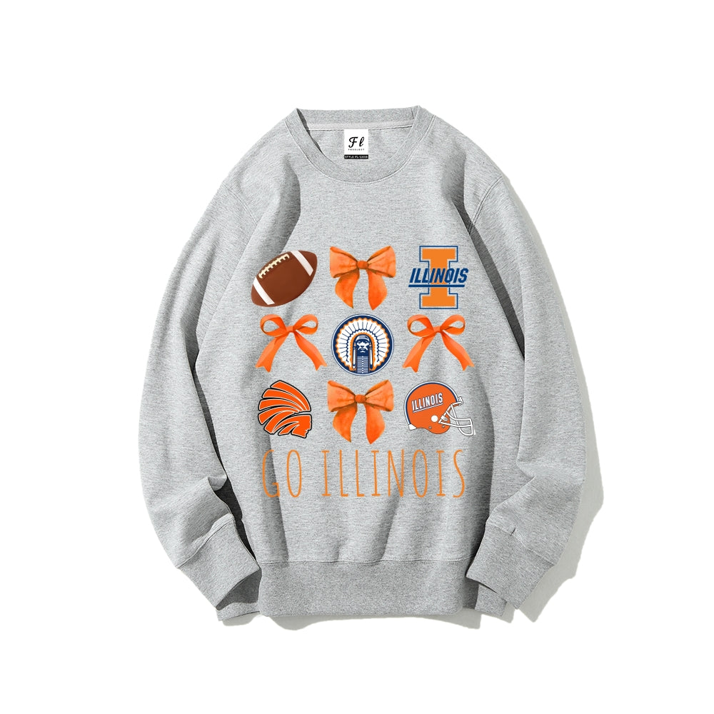 Colleges Football Design Sweatshirt-GO ILLINOIS