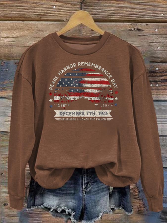🔥Buy 3 Get 15% Off Women's Pearl Harbor Memorial Day Hawaii USA Flag Day of Infamy Sweatshirt
