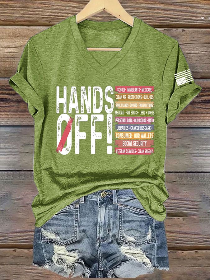 Women's Retro Hands Off Protest Print T-Shirt