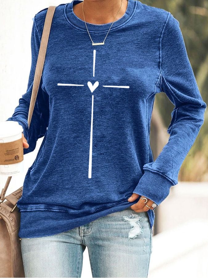 Women's Christian Cross Printed Sweatshirt