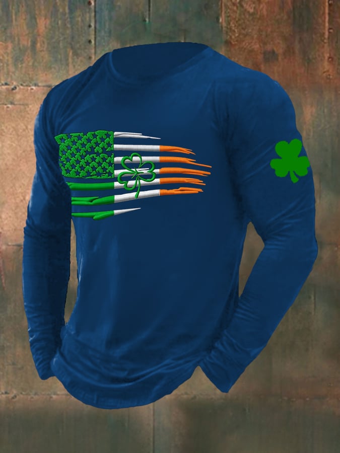 Men's Retro Saint Patrick's Day Ireland Flag Print T-Shirt