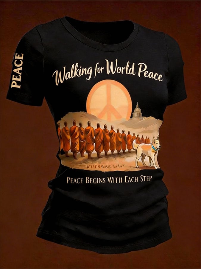 Monks' Peace Walk Event - Women's Short-Sleeve T-Shirt