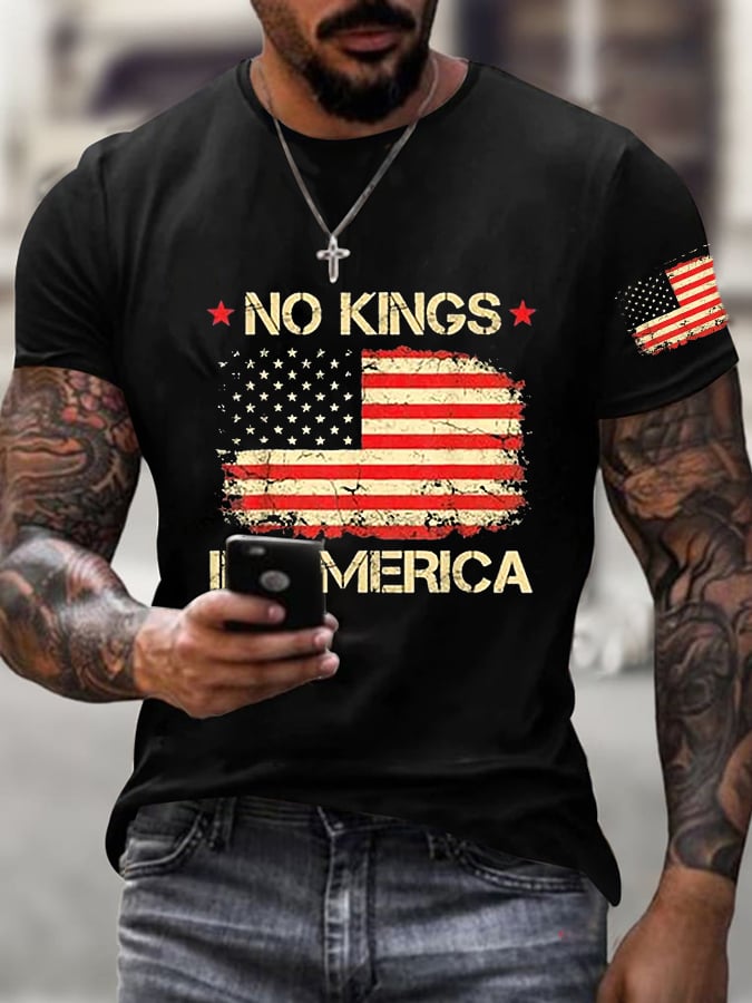 π₯Buy 3 Get 15% Offπ₯Men's No King in America Print Casual T-Shirt