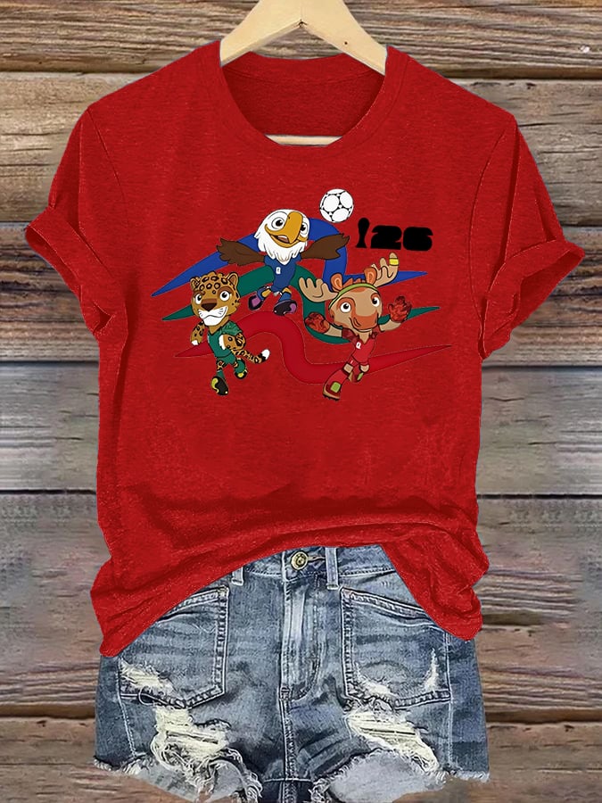 Women's 2026 World Cup Soccer Mascot printed T-shirt