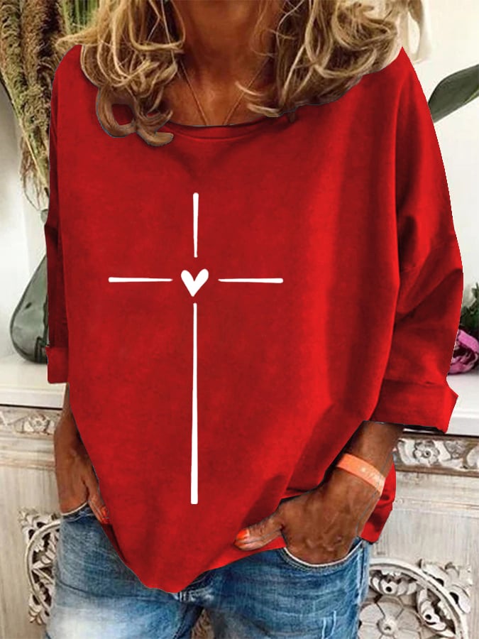 Women's Christian Cross Printed Sweatshirt