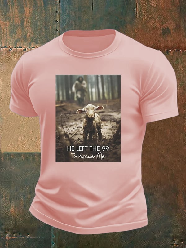 🔥Buy 3 Get 15% Off🔥Men's He Left the 99 to Rescue Me, Jesus and Lost Sheep, Christian T-shirt
