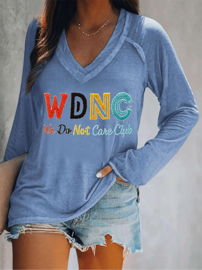 Women's V-neck Retro Funny Proud Member Of WDNC Club Menopause Perimenopause Print T-Shirt