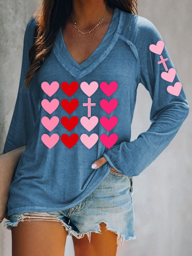 Women's Valentine's Day Love Cross Shirt