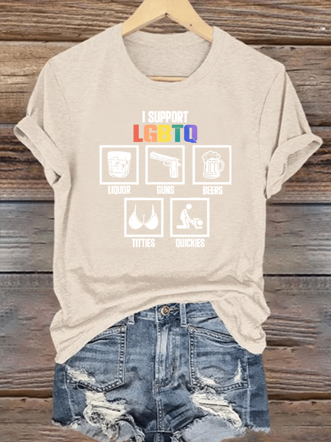 Women's I support LGBTQ Print T-shirt