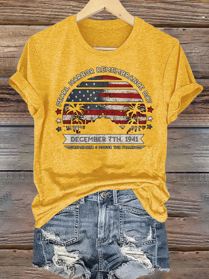 🔥Buy 3 Get 15% Off Women's Pearl Harbor Memorial Day Hawaii USA Flag Day of Infamy T-shirt