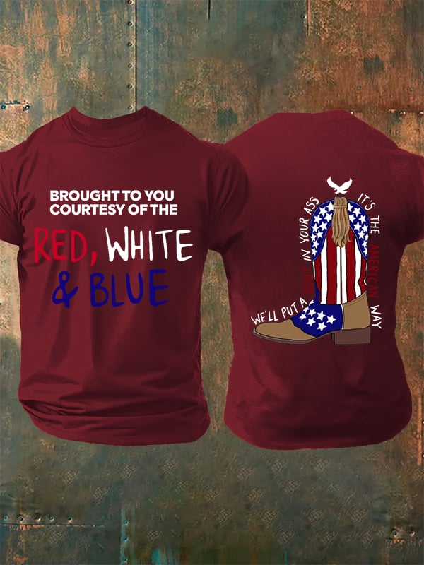 Men's RED, WHITE & BLUE Print T-Shirt