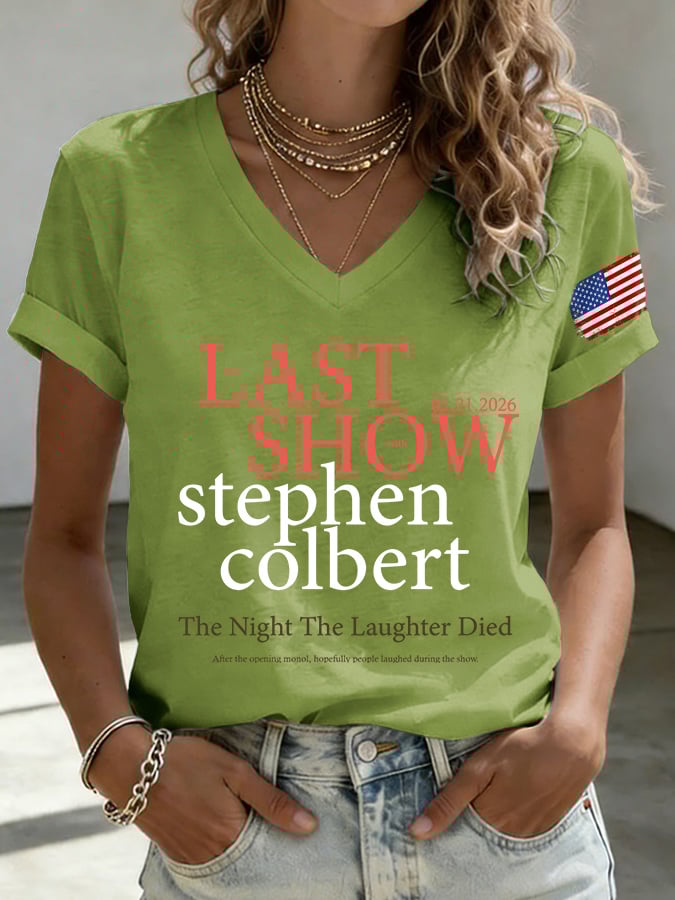 🔥Buy 3 Get 15% Off🔥V-Neck Retro Last Last Show 05.21.2026 The Night The Laughter Died After The Opening Monol, Hopefully People Laughed During The Show Print T-Shirt