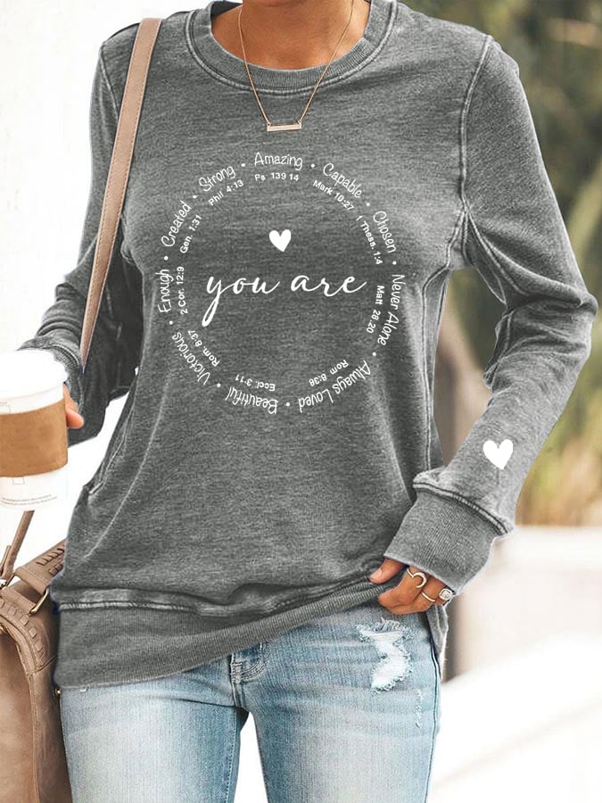 Women's You Are Enough Valentine'S Day Christian Print Sweatshirt