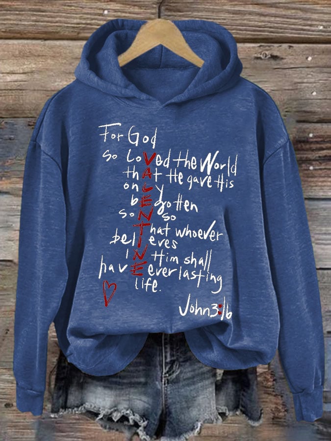 Women'S Casual For God So Loved The World Printed Long Sleeve Sweatshirt