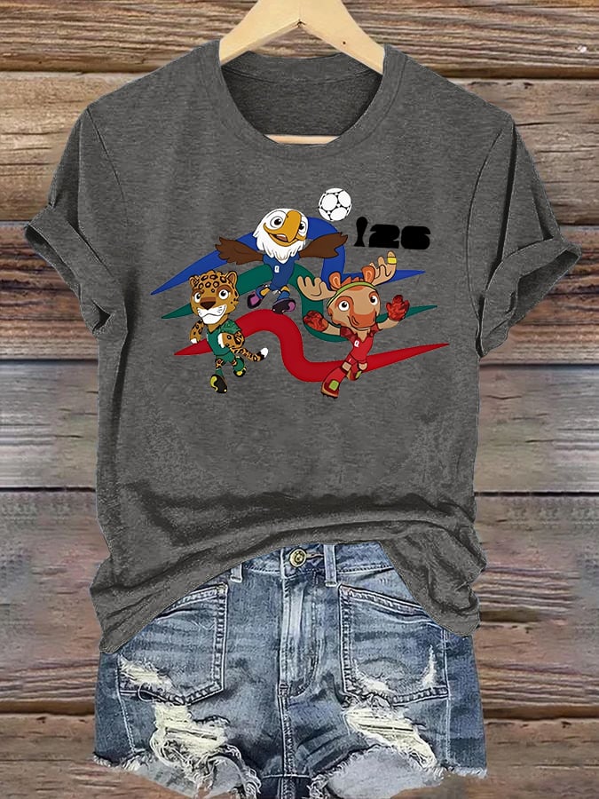 Women's 2026 World Cup Soccer Mascot printed T-shirt