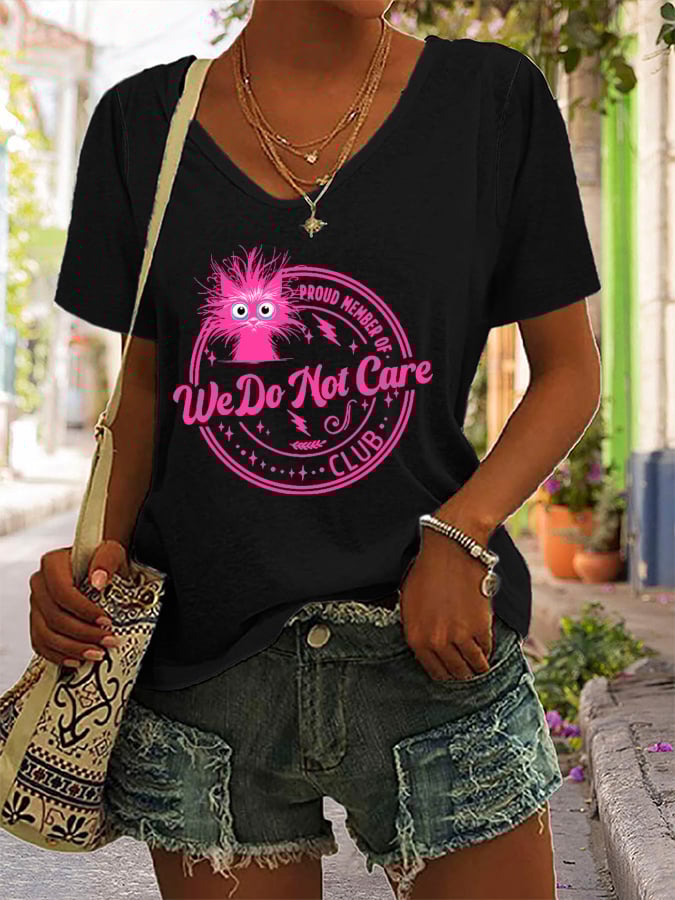 Women's Retro Funny Proud Member Of WDNC Club We Do Not Care Menopause Perimenopause Print T-Shirt