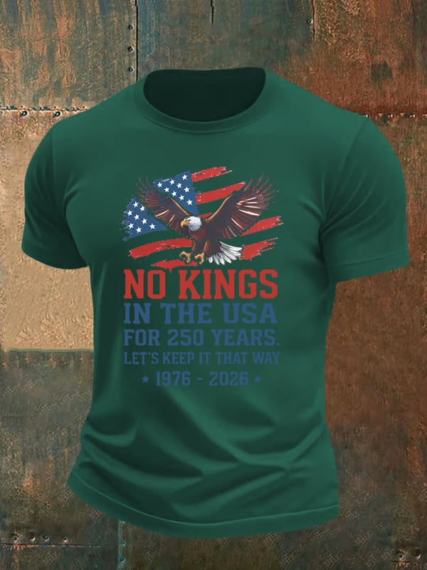 Men's No Kings USA Patriotic Tee ,250 Years of Democracy printed T-shirt
