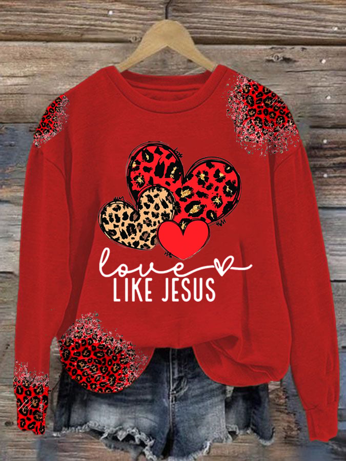 Women's Valentine's Day printed hooded sweatshirt