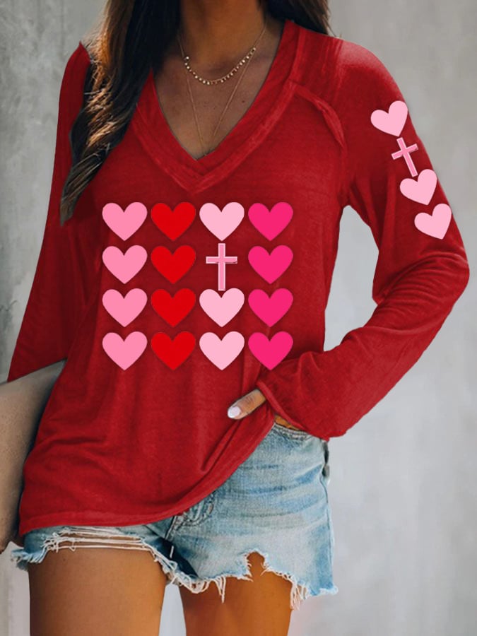 Women's Valentine's Day Love Cross Shirt