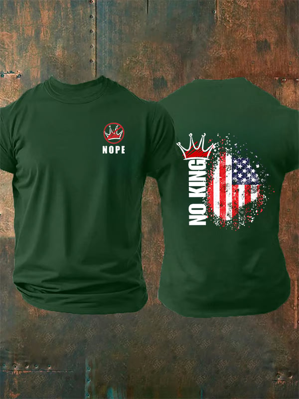 Men's NOPE No King American Flag Print T-Shirt