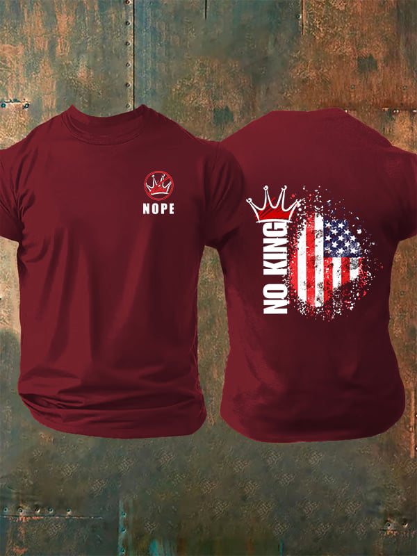 Men's NOPE No King American Flag Print T-Shirt