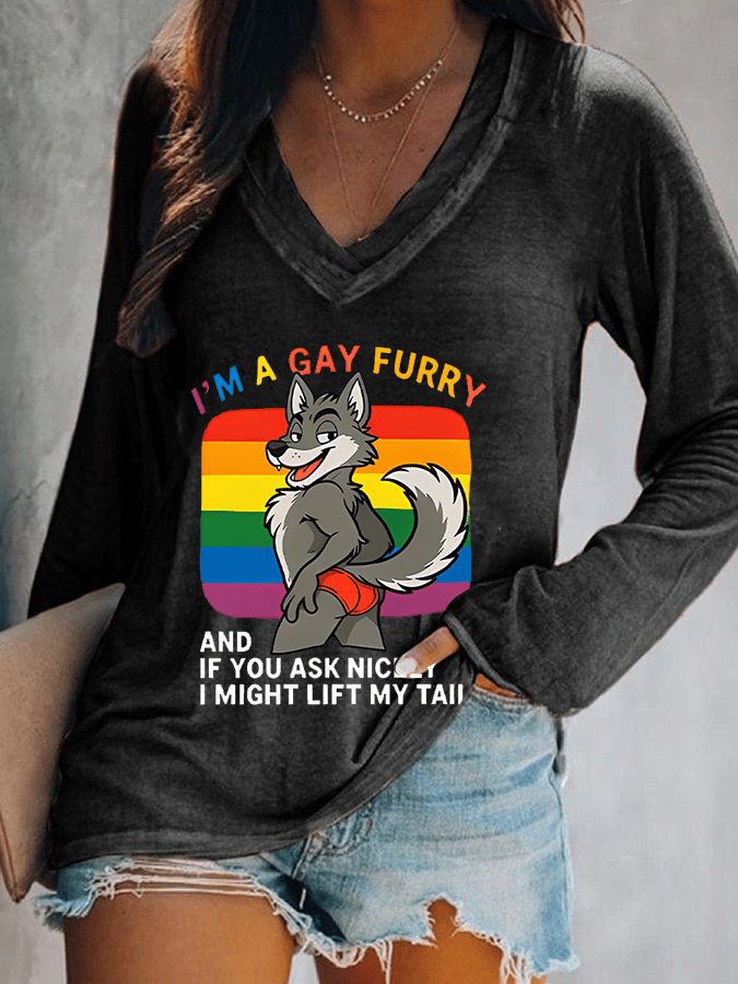 Women's I'm a gay furry Funny LGBTQ Pride Month Shirt