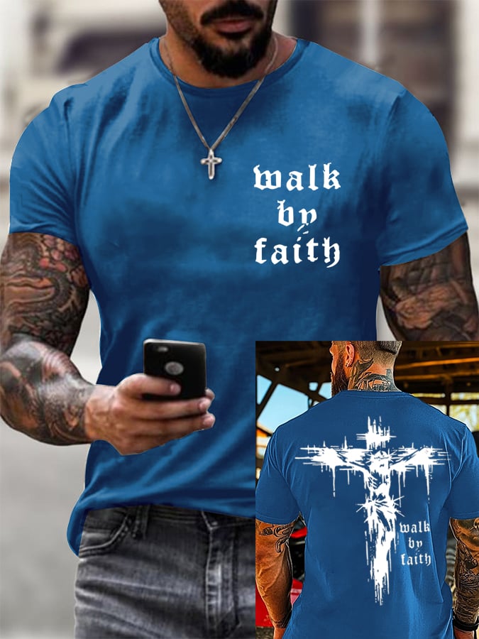 🔥Buy 3 Get 15% Off🔥🔥Hot Sale Picks 🔥Men's Walk By Faith Short-sleeved T-shirt